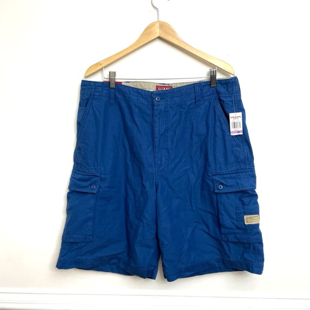 Chaps Cargo Shorts Blue‎ Men's Size 38 100% Cotton Classic New with Flaw